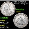 Image 1 : 1854 Arrows Seated Liberty Quarter 25c Grades Select AU