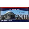 Image 2 : 2003A $2 Federal Reserve Note, Uncirculated 2010 BEP Folio Issue (San Francisco, CA) Grades Gem CU