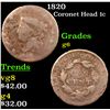 Image 1 : 1820 Coronet Head Large Cent 1c Grades g+