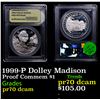 Image 1 : Proof 1999-P Dolley Madison Modern Commem Dollar $1 Graded GEM++ Proof Deep Cameo BY USCG