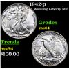 Image 1 : 1942-p Walking Liberty Half Dollar 50c Grades Choice Unc