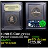 Image 1 : Proof 1989-S Congress Modern Commem Half Dollar 50c Graded GEM++ Proof Deep Cameo BY USCG