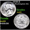 Image 1 : 1940-d Washington Quarter 25c Grades GEM+ Unc