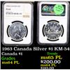 Image 1 : NGC 1963 Canada Silver $1 KM-54 Graded ms64 PL By NGC