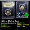 Image 1 : Proof 1992-s Columbus Modern Commem Half Dollar 50c Graded GEM++ Proof Deep Cameo BY USCG