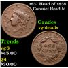 Image 1 : 1837 Head of 1838 Coronet Head Large Cent 1c Grades vg details