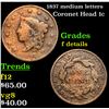 Image 1 : 1837 medium letters Coronet Head Large Cent 1c Grades f details