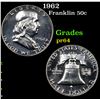 Image 1 : Proof 1962 Franklin Half Dollar 50c Grades Choice Proof