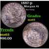 Image 1 : 1887-p Morgan Dollar $1 Grades Select Unc