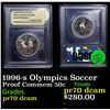 Image 1 : Proof 1996-s Olympics Soccer Modern Commem Half Dollar 50c Graded GEM++ Proof Deep Cameo BY USCG