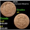 Image 1 : 1818 Coronet Head Large Cent 1c Grades g+