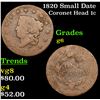 Image 1 : 1820 Small Date Coronet Head Large Cent 1c Grades g+