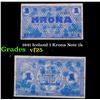 Image 1 : 1941 Iceland 1 Krona Note 1k Grades vf+