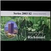 Image 2 : **Star Note** 2003 $2 Federal Reserve Note, Uncirculated BEP Folio Issue (Richmond, VA) Grades Gem C