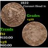 Image 1 : 1822 Coronet Head Large Cent 1c Grades vg+