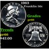 Image 1 : Proof 1963 Franklin Half Dollar 50c Grades GEM+ Proof