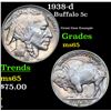 Image 1 : 1938-d Buffalo Nickel 5c Grades GEM Unc