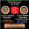 Image 1 : Mixed small cents 1c orig shotgun roll, 1919-s Wheat Cent, 1883 Indian Cent other end, Brinks Wrappe