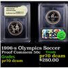 Image 1 : Proof 1996-s Olympics Soccer Modern Commem Half Dollar 50c Graded GEM++ Proof Deep Cameo BY USCG