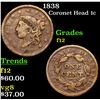 Image 1 : 1838 Coronet Head Large Cent 1c Grades f, fine