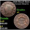 Image 1 : 1820 Small Date Coronet Head Large Cent 1c Grades g+