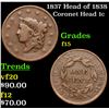 Image 1 : 1837 Head of 1838 Coronet Head Large Cent 1c Grades f+