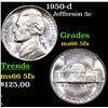 1950-d Jefferson Nickel 5c Grades GEM+ 5fs