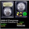 Image 1 : 1989-d Congress Modern Commem Dollar $1 Graded ms70, Perfection BY USCG