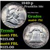 Image 1 : 1949-p Franklin Half Dollar 50c Grades Choice Unc+ FBL