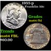 Image 1 : 1955-p Franklin Half Dollar 50c Grades Choice Unc FBL