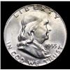 Image 2 : 1955-p Franklin Half Dollar 50c Grades Choice Unc FBL