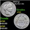 Image 1 : 1912-p Barber Dime 10c Grades xf