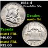 Image 1 : 1954-d Franklin Half Dollar 50c Grades Select Unc+ FBL