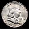 Image 2 : 1954-d Franklin Half Dollar 50c Grades Select Unc+ FBL