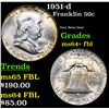 Image 1 : 1951-d Franklin Half Dollar 50c Grades Choice Unc+ FBL
