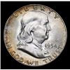 Image 2 : 1954-s Franklin Half Dollar 50c Grades Choice+ Unc