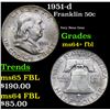 Image 1 : 1951-d Franklin Half Dollar 50c Grades Choice Unc+ FBL