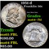 Image 1 : 1951-d Franklin Half Dollar 50c Grades Choice Unc+ FBL