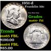 Image 1 : 1951-d Franklin Half Dollar 50c Grades Choice Unc+ FBL