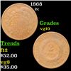 Image 1 : 1868 Two Cent Piece 2c Grades vg+