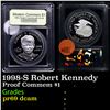 Image 1 : Proof 1998-S Robert Kennedy Modern Commem Dollar $1 Graded GEM++ Proof Deep Cameo BY USCG