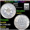 Image 1 : ***Auction Highlight*** 1851 Three Cent Silver 3cs Graded ms65+ By SEGS (fc)