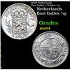 1942S Netherlands East Indies 1/4 Gulden 1/4g Grades Choice Unc