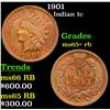 Image 1 : 1901 Indian Cent 1c Grades Gem+ Unc RB