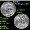 Image 1 : 1938-s Washington Quarter 25c Grades GEM+ Unc