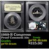 Image 1 : Proof 1989-S Congress Modern Commem Half Dollar 50c Graded pr70 dcam By USCG