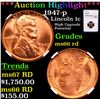 Image 1 : ***Auction Highlight*** NGC 1947-p Lincoln Cent 1c Graded ms66 rd By NGC (fc)