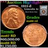 ***Auction Highlight*** PCGS 1911-d Lincoln Cent 1c Graded ms66 rd By PCGS (fc)