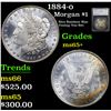 1884-o Morgan Dollar $1 Graded ms65+ By SEGS