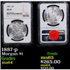 Image 1 : NGC 1887-p Morgan Dollar $1 Graded ms64 By NGC